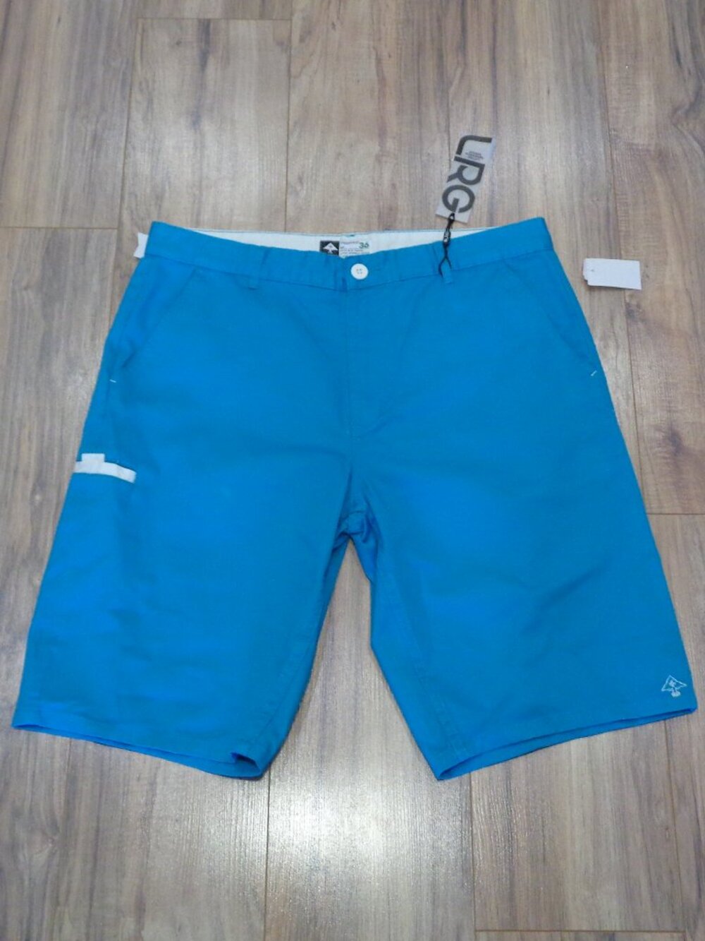 LRG Size 36 / TRUE STRAIGHT / Teal / Cotton / New Men's Flat Front Shorts